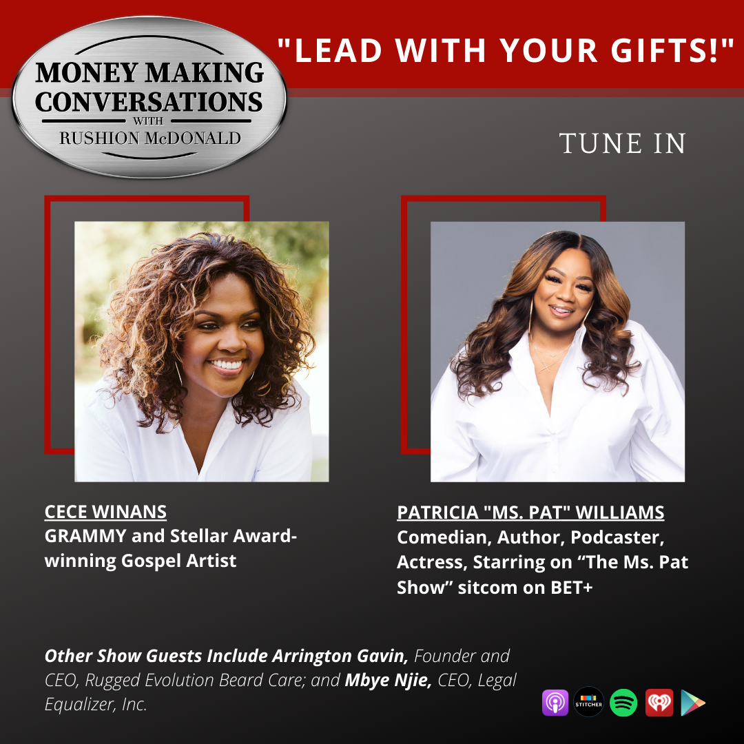 MMC Square 8_24 money making conversations British comedian Gina Yashere, Gospel Music Exec Phil Thornton