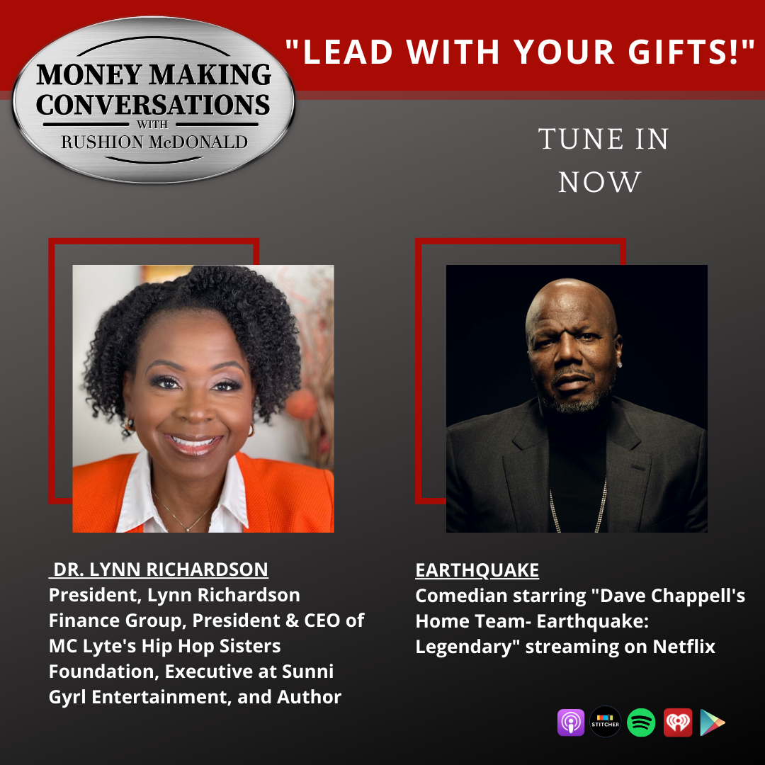 MMC Square 4-26 money making conversations British comedian Gina Yashere, Gospel Music Exec Phil Thornton